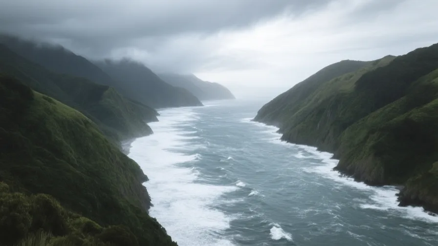AI-generated landscape illustration of Cook Strait