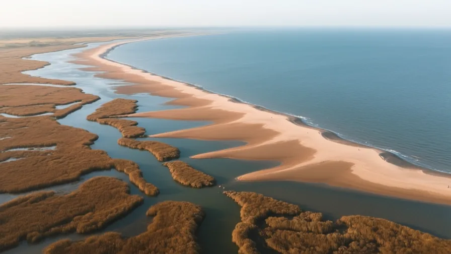 AI-generated landscape illustration of Mississippi River Delta