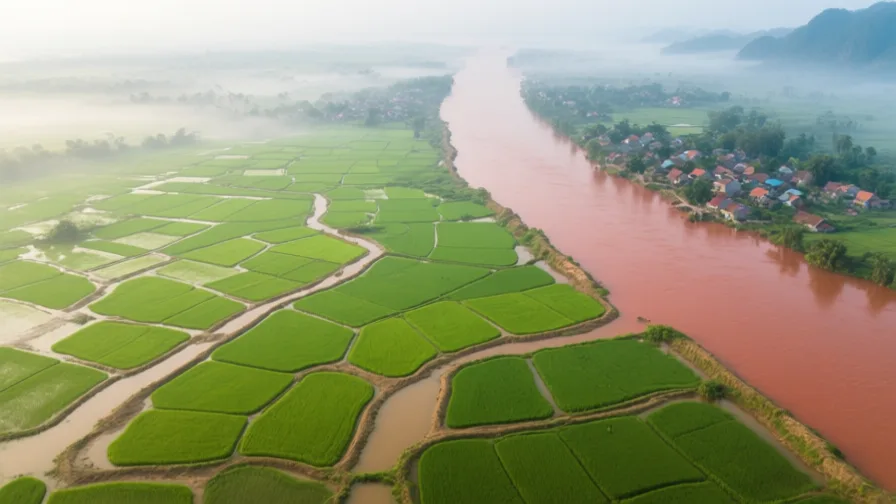 AI-generated landscape illustration of Red River Delta