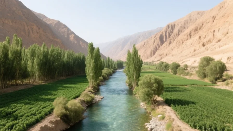 AI-generated landscape illustration of The Zeravshan