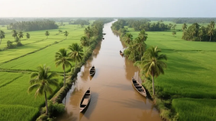 AI-generated landscape illustration of The Mekong Delta