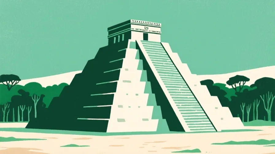 Stylised AI-generated illustration of Chichén Itzá; not a photograph of the site