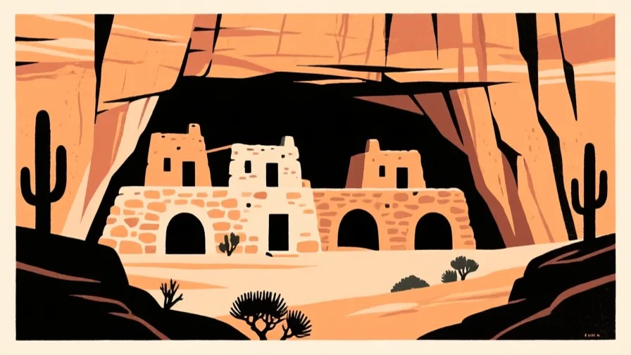 Stylised AI-generated illustration of Mesa Verde; not a photograph of the site