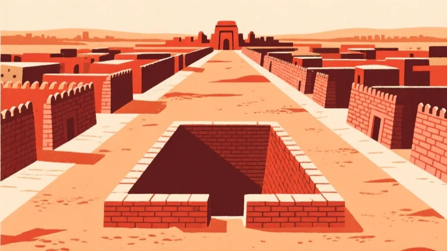 Stylised AI-generated illustration of Mohenjo-daro; not a photograph of the site