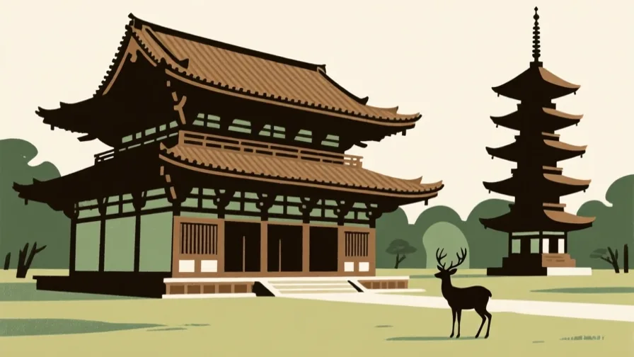 Stylised AI-generated illustration of Nara; not a photograph of the site